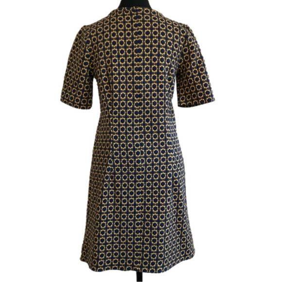 Ann Taylor Loft navy blue & orange geometric print quilted shift dress. Size XS - Picture 9 of 9